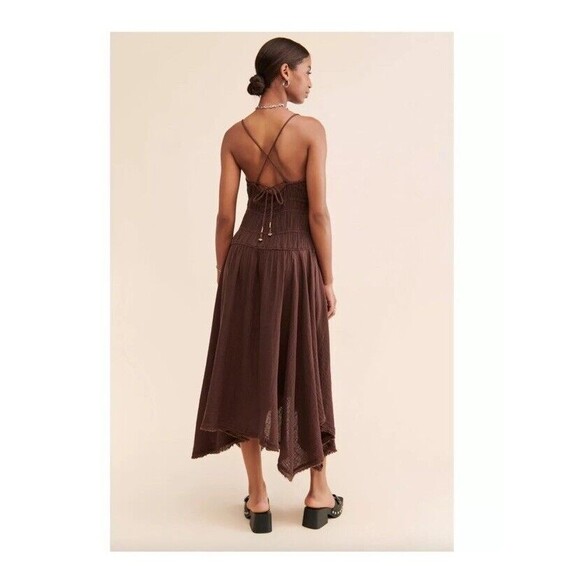 Free People Verbena Midi Dress Chocolate Brown Size Large NWOT - Picture 2 of 13